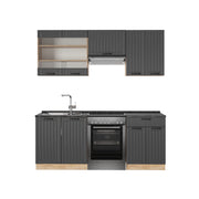 Cucina componibile Fame-Line Grigio scuro/Rovere dorato 200 cm senza piano di lavoro Vicco