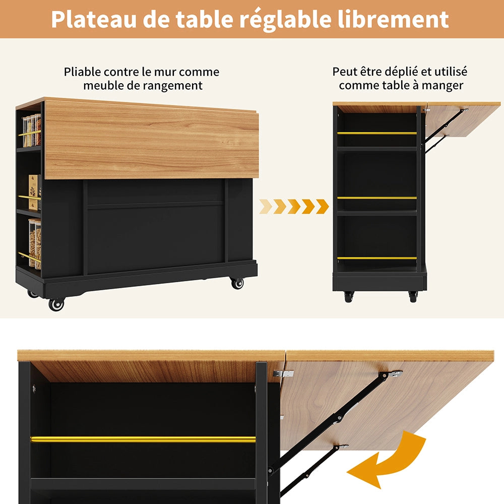 Isola cucina - Xylo - tavolo estensibile venatura legno nero