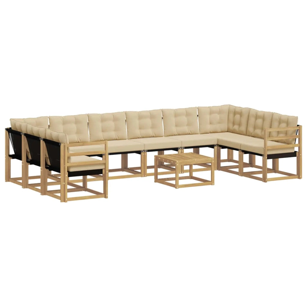 Set di divani da esterno 11 pz Bianco e Beige 3389923
