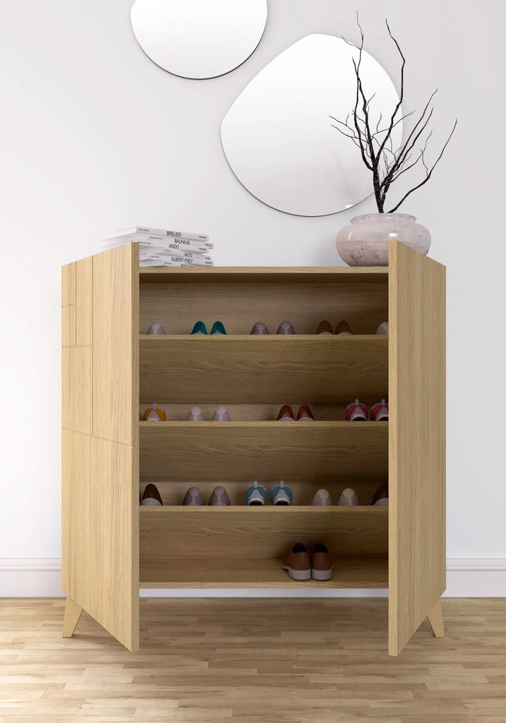 Scarpiera Herdasa effetto rovere gambe rovere 87x90x27