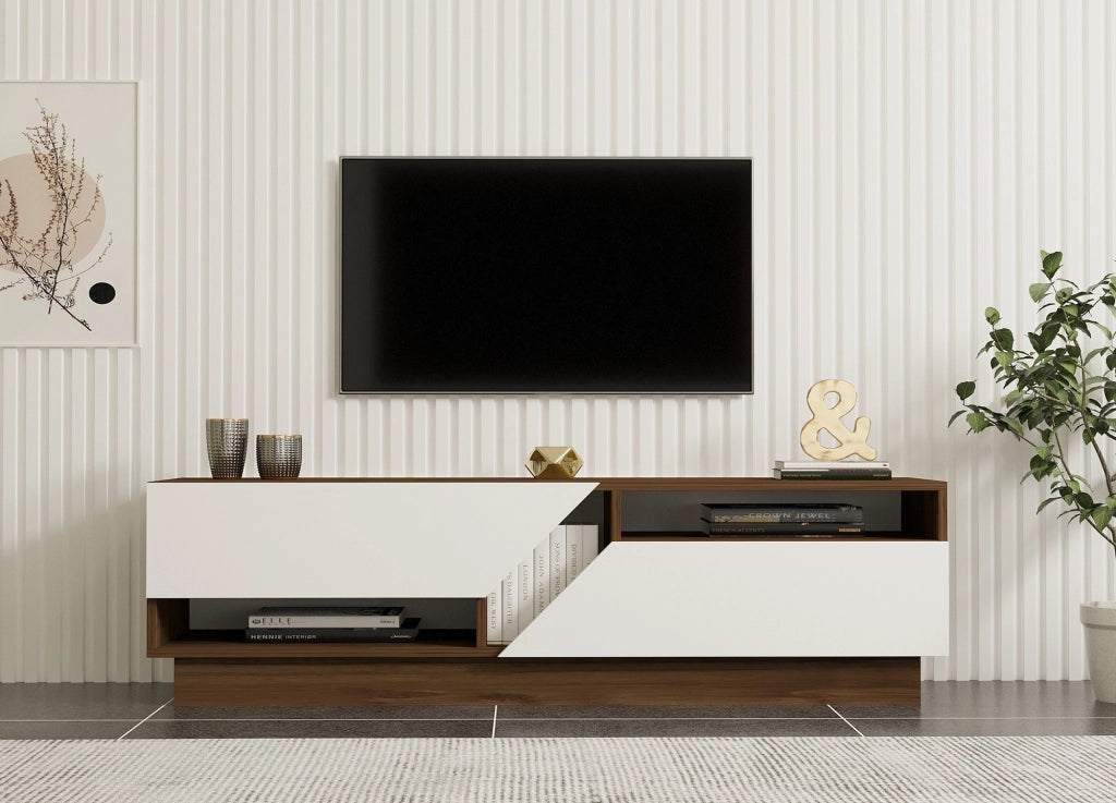 Spilinga, Mobile Porta tv 2 Ripiani, 160x40x45h cm Bianco