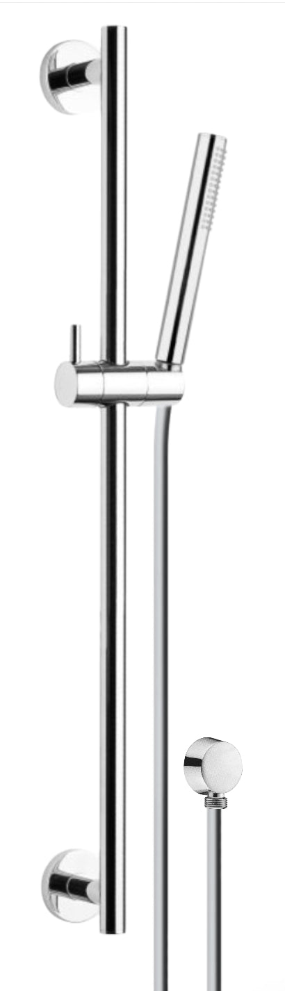 Saliscendi tutto in ottone con doccetta,flessibile cm 150 e presa acqua in ottone