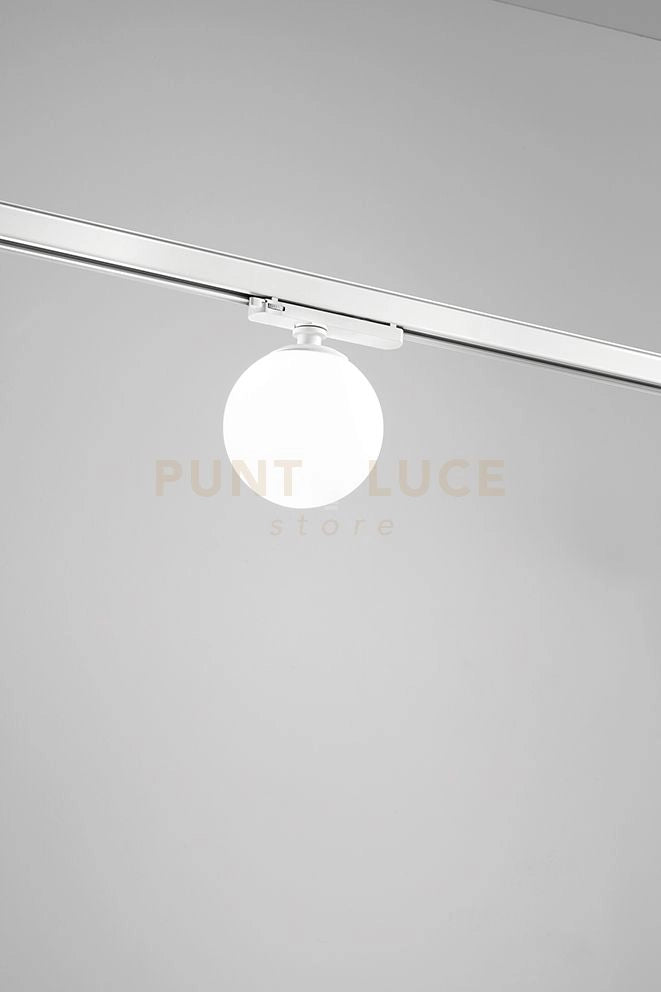 Plafoniera in vetro opale bianco Binario LED 15W 3000K CRI?82 220-240V  1050Lm d.15cm doppia emissione