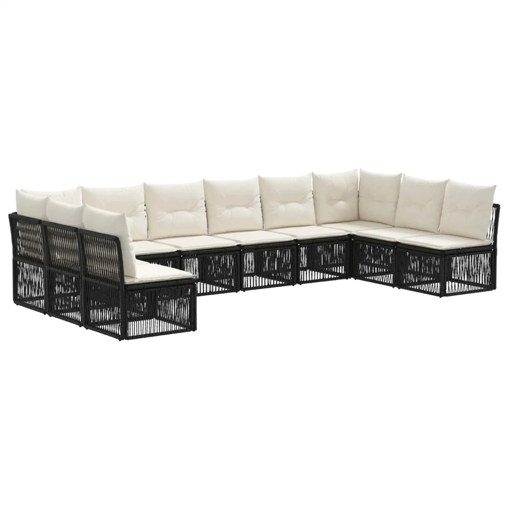 Set Divano da Giardino 10 pcs Nero polyrattan 3434326