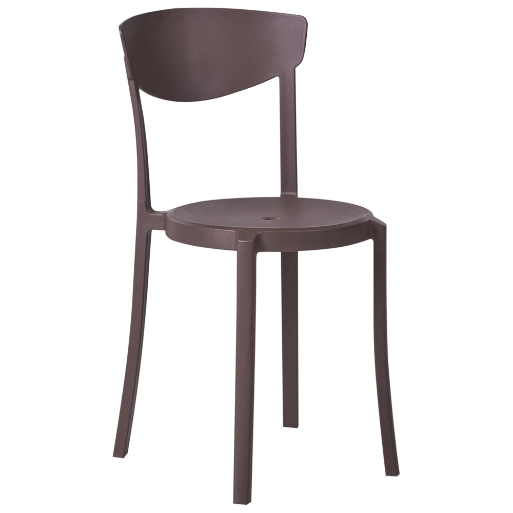 Set di 4 sedie da giardino in polipropilene marrone leggere resistenti alle intemperie in plastica per interni ed esterni moderne