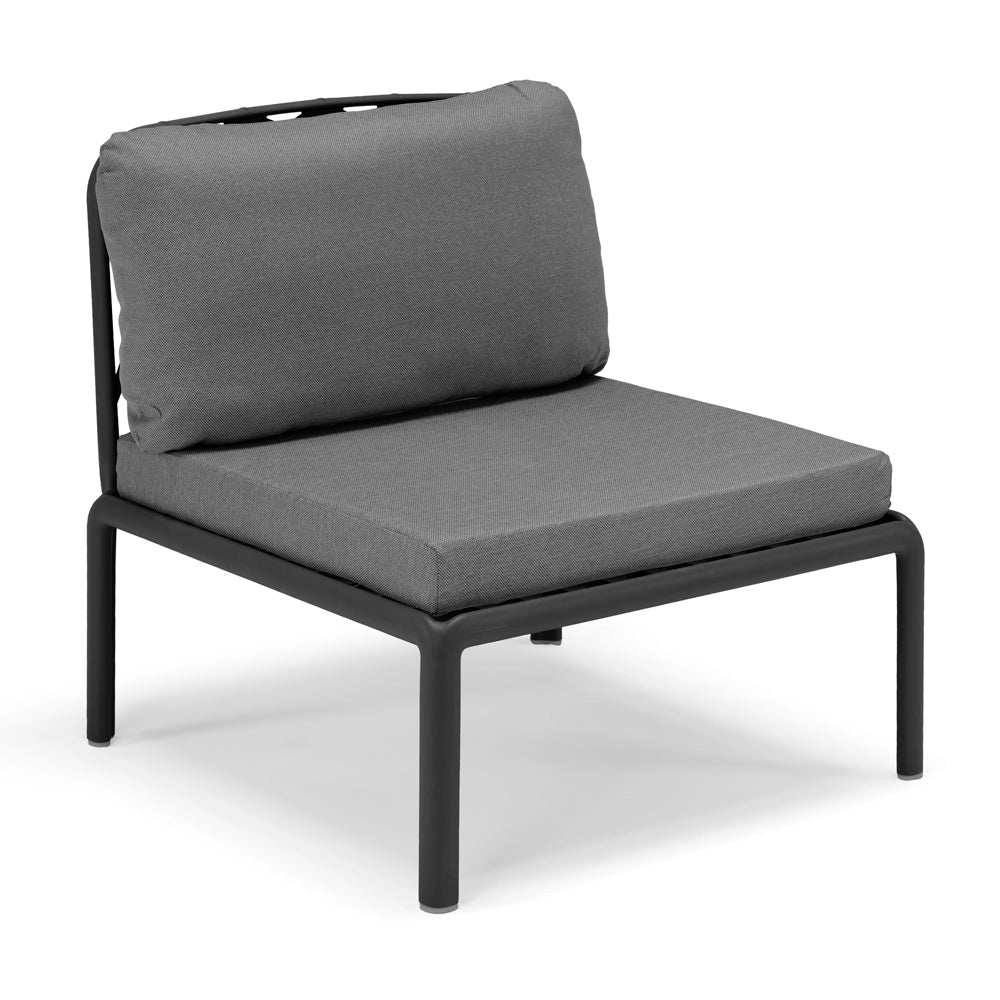 Set da giardino modulare CAPRI in polipropilene Grigio, un divano due posti, due poltrone, un tavolino, resistente ai raggi UV, tessuto idorepellente, adatto per verande, giardini, terrazze