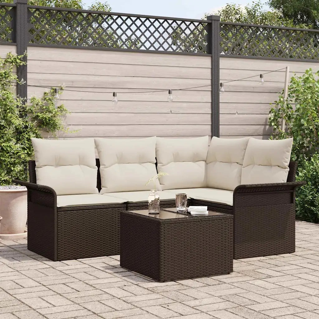 Set Divano da Giardino 5 pcs Marrone polyrattan 3354017