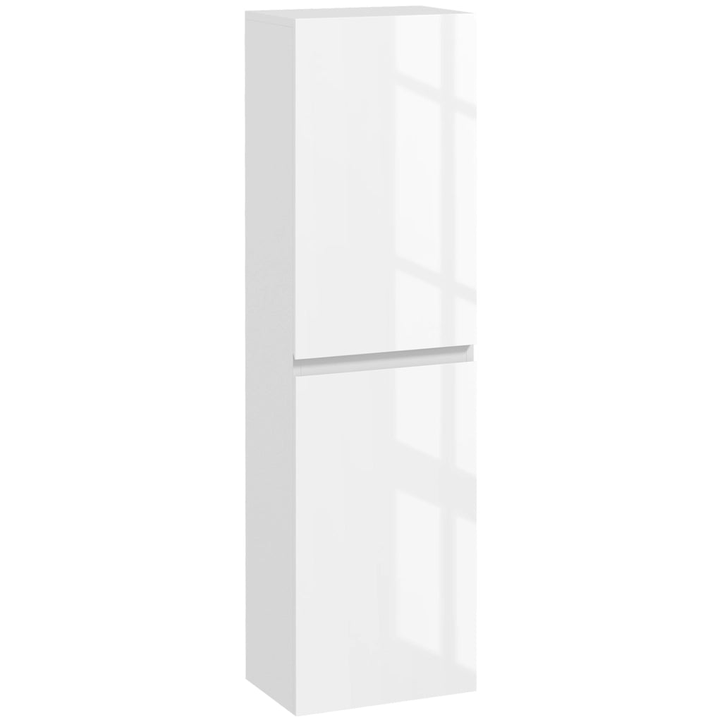 Mobile Bagno Alto a Colonna con Ante e Ripiani Regolabili ¨C zephmum ¨C Bianco Lucido