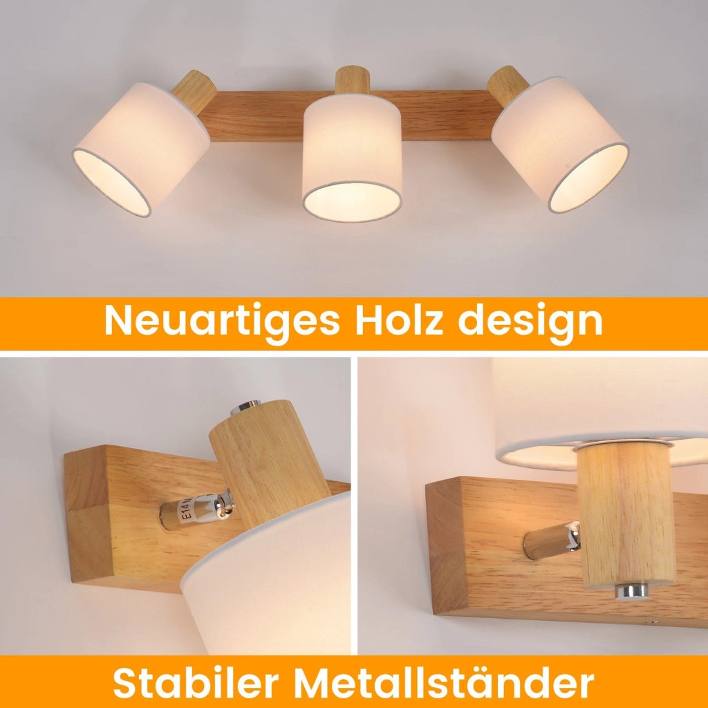 ZMH Faretto da soffitto regolabile E14 a 3 fiamme nero vintage