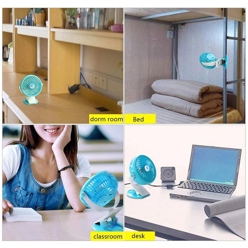 Trade Shop - Ventilatore Orientabile A 4 Pale Stand Con Pinza A Clip Rotazione A 360 Gradi -