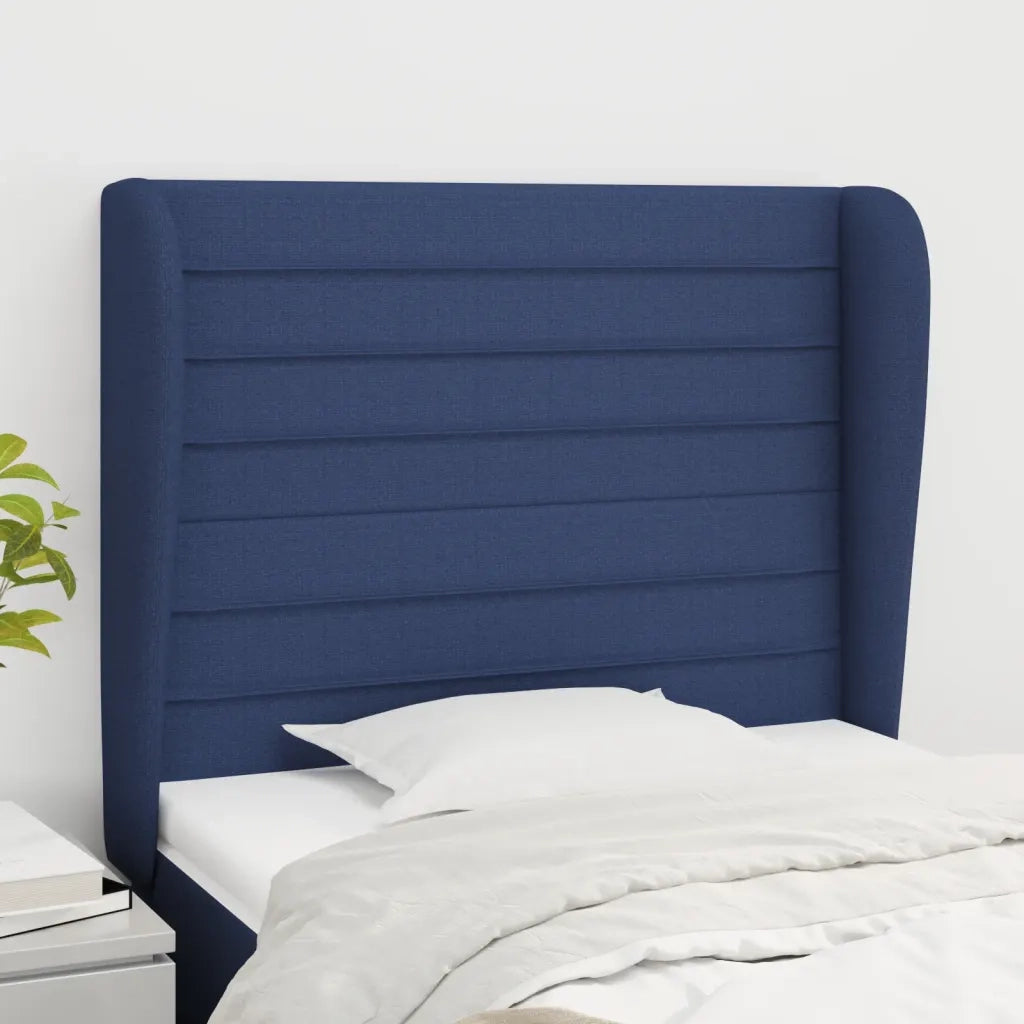 Testiera | Testata ad Orecchio Blu 93x23x118/128 cm in Tessuto