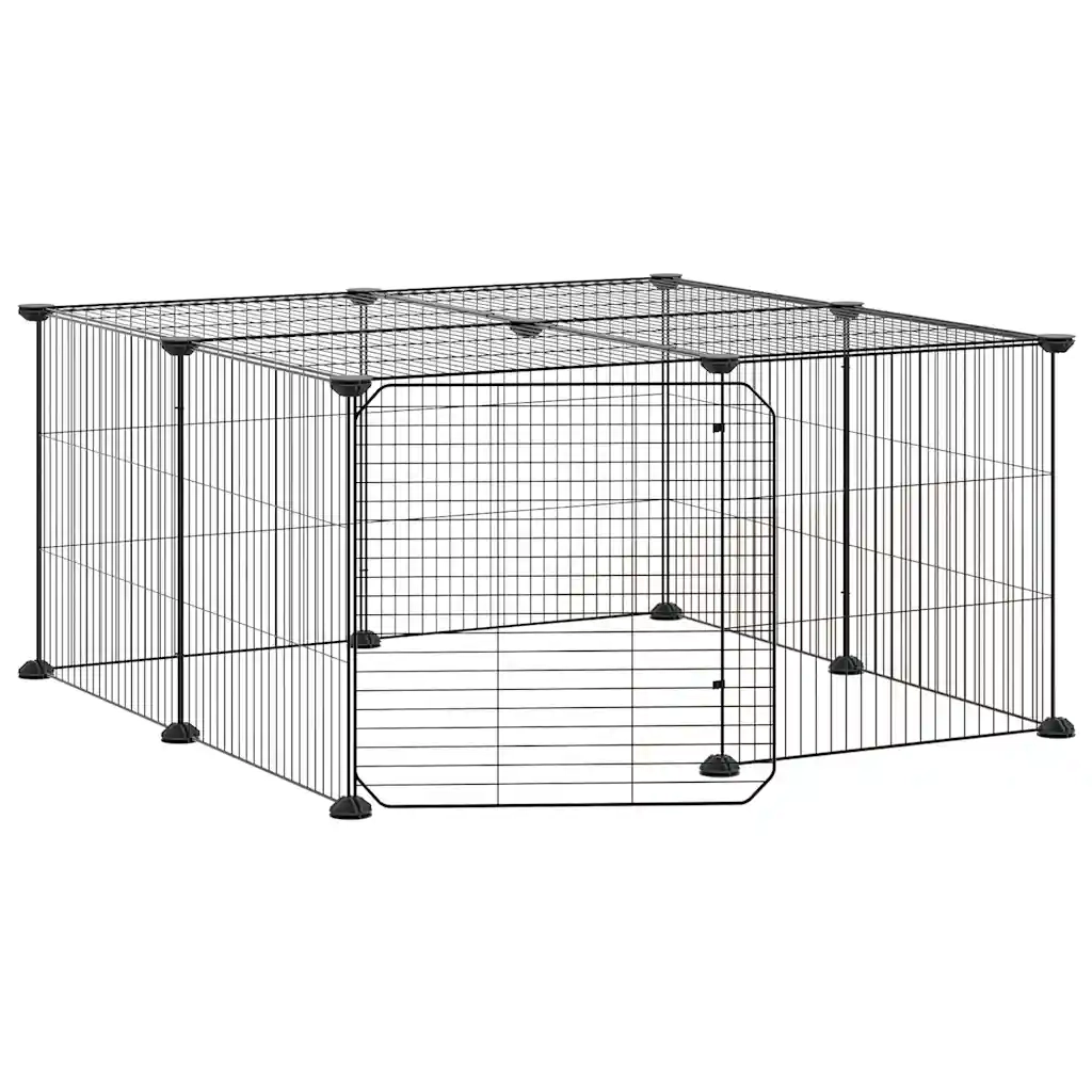Gabbia per Animali 12 Pannelli con Porta Nero 35x35 cm Acciaio 3114054