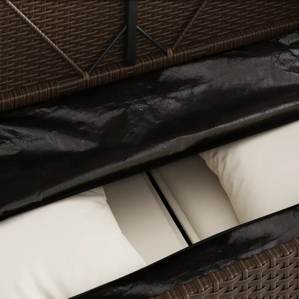 Panca da Giardino con Cuscini Marrone in Polyrattan 365772