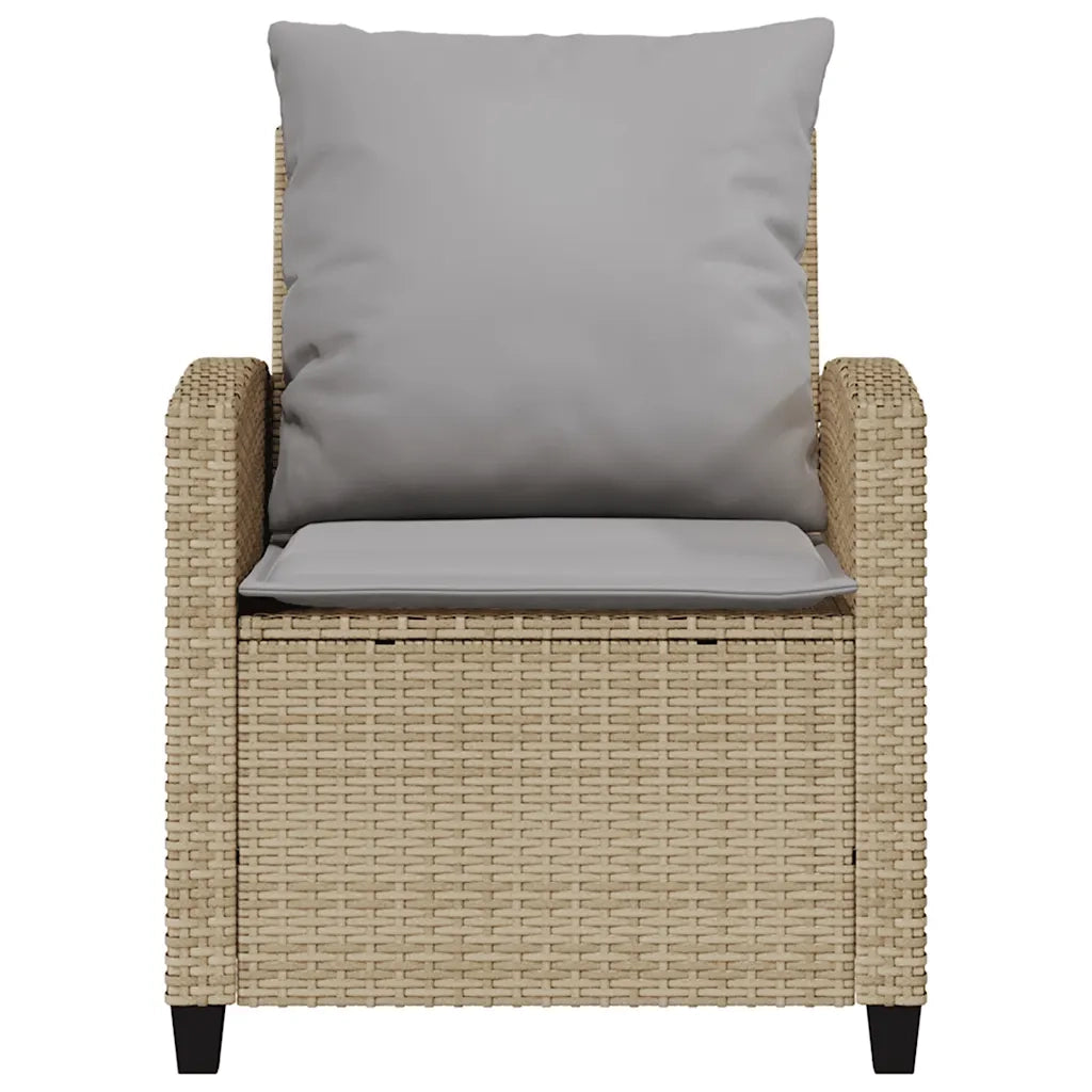 Set Divano da Giardino 4 pz con Cuscini Beige in Polyrattan