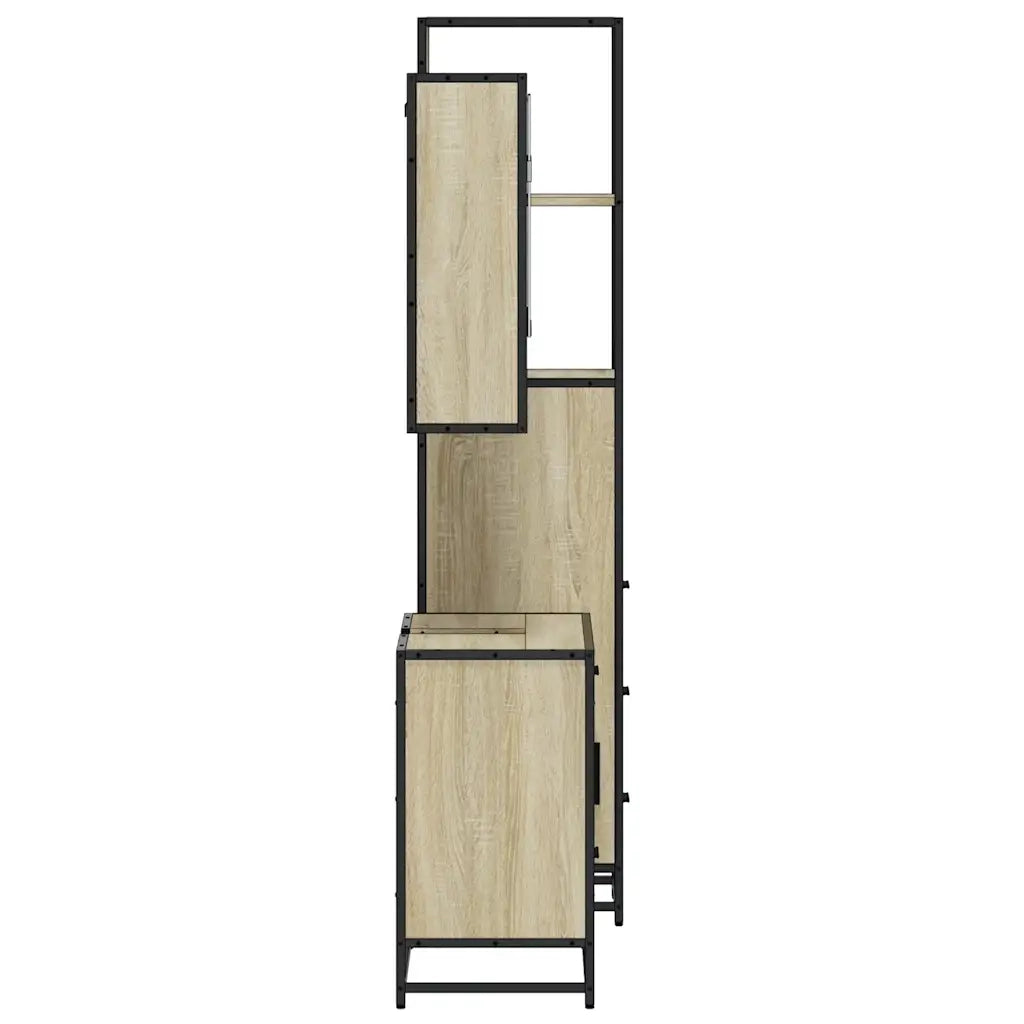 Set Mobili da Bagno 3 pz Rovere Sonoma in Legno Multistrato 3301166