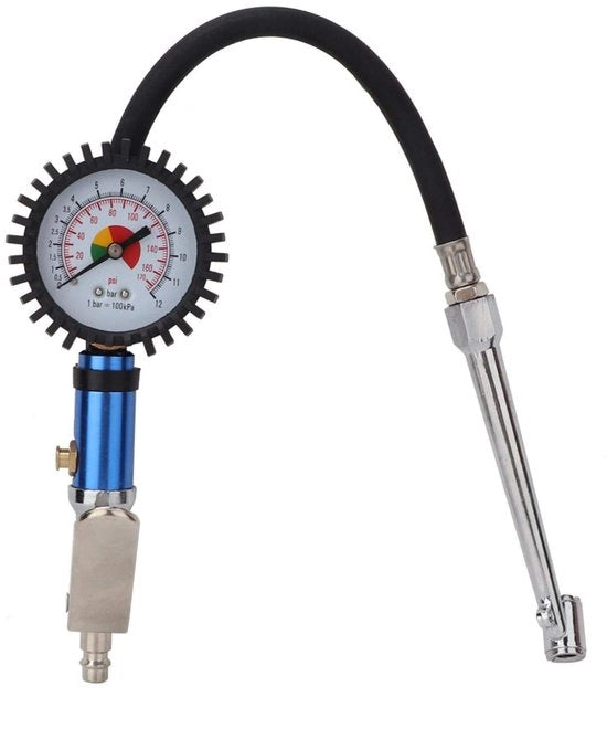 Pompa per gomme con manometro - Pompa a 12 bar per gomme dell'auto - Manometro di pressione per gomme - Connettori di aria veloci - Testa autoavvamagnete - Schermo 55 mm