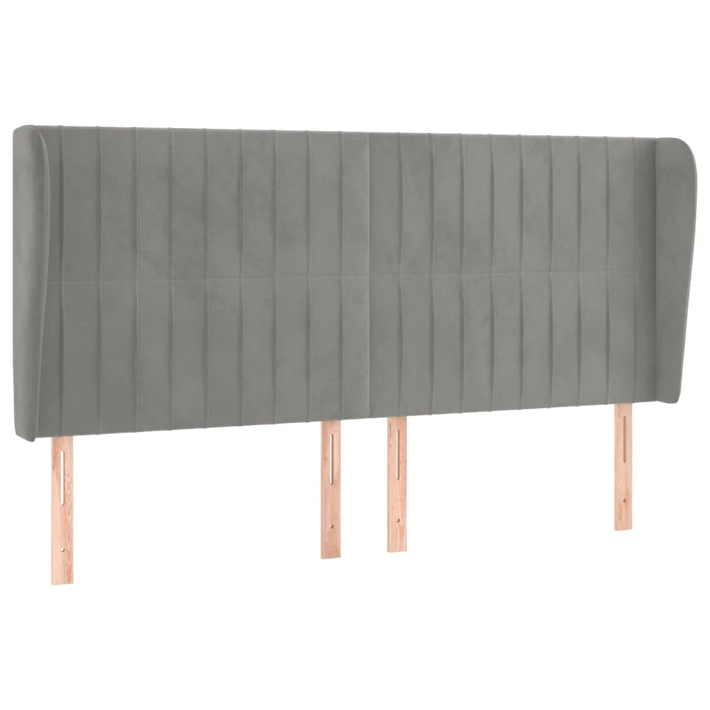 Testiera ad Orecchio-Testata con Orecchie Grigio Chiaro 203x23x118/128 cm in Velluto 556304