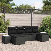 Set Divano da Giardino con cuscino 4 pcs Nero polyrattan