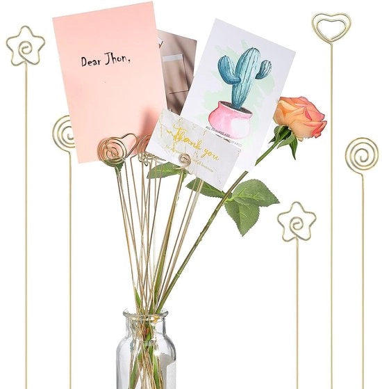 Sostegno per foto 30 pezzi - Fiori metallici - Sostegno per foto - Stand per appunti - Matrimonio/festa - 13 pollici di altezza - Tavolo supporto