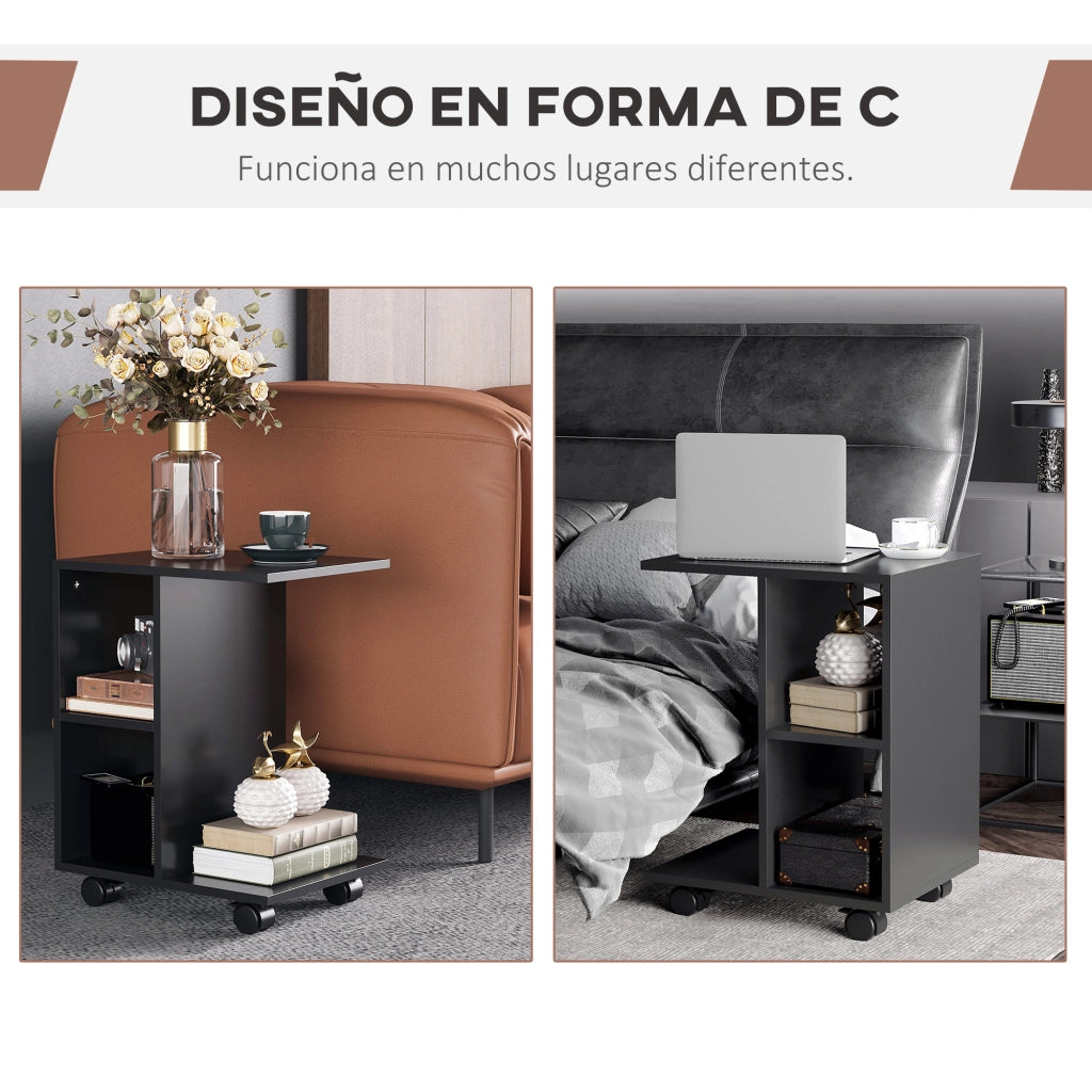 Tavolino con rotelle ¨C zephmum ¨C 45x35x58 cm nero