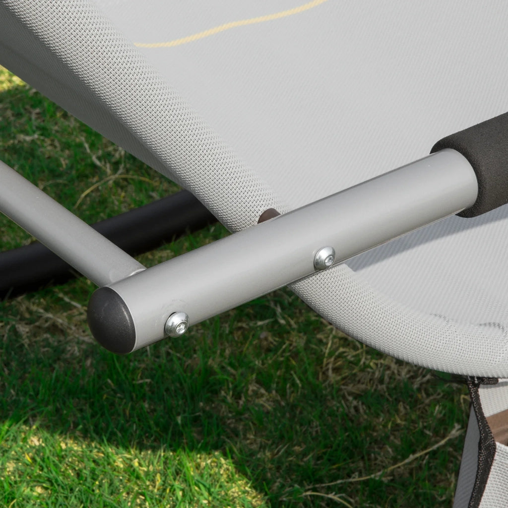 2 x Sedie a Dondolo da Giardino poltrone Esterno con Cuscino e Tasca Laterale Grigio OGS28-HGx2