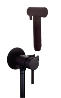 Set doccia idroscopino nero opaco in ottone con presa acqua e miscelatore