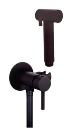 Set doccia idroscopino nero opaco in ottone con presa acqua e miscelatore