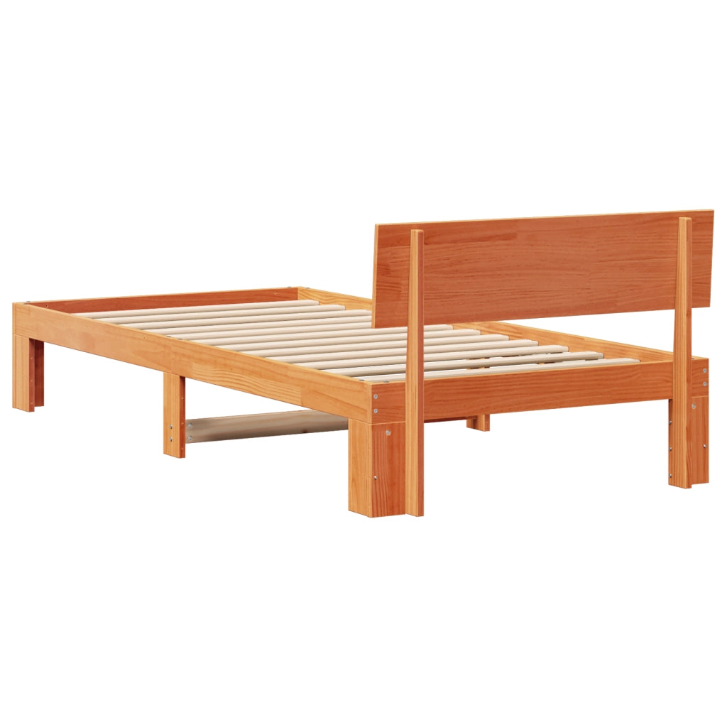 Struttura Letto con Testiera Marrone Cerato 80x200 cm Legno Massello di Pino