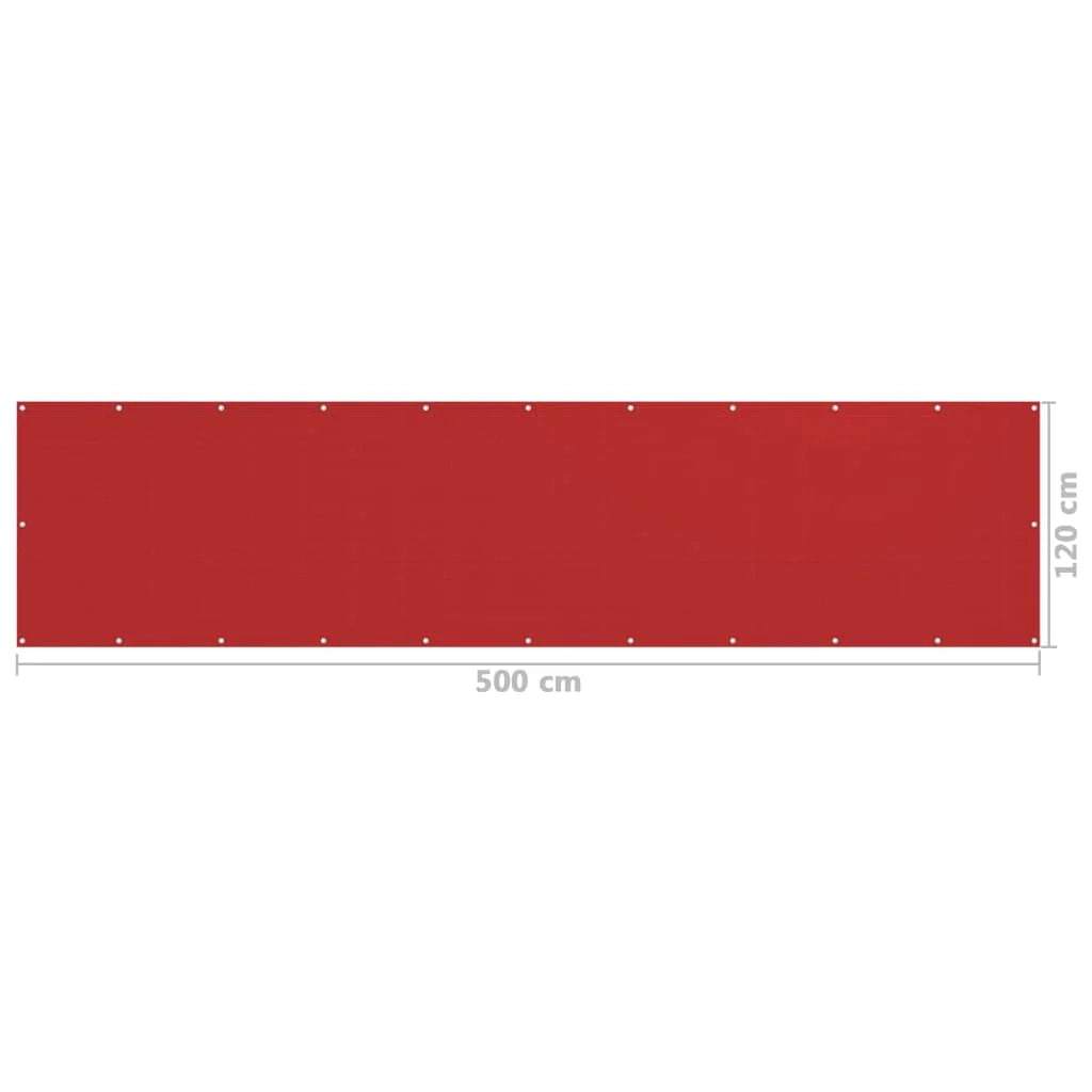 Schermo per balcone schermo per la privacy 120 x 500 cm HDPE rosso 02_0010346
