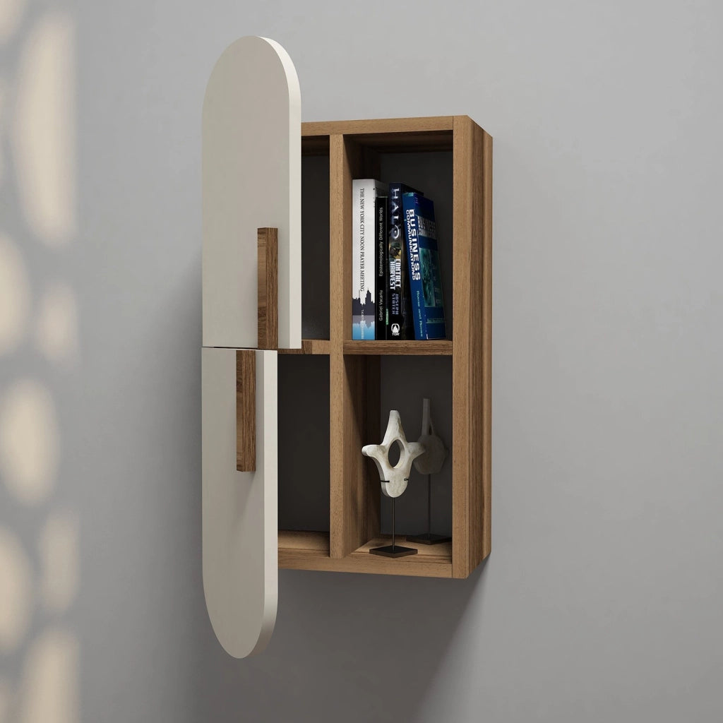 Mensola da parete in legno "Rose" - 35 x 22 x 60 cm - Noce crema