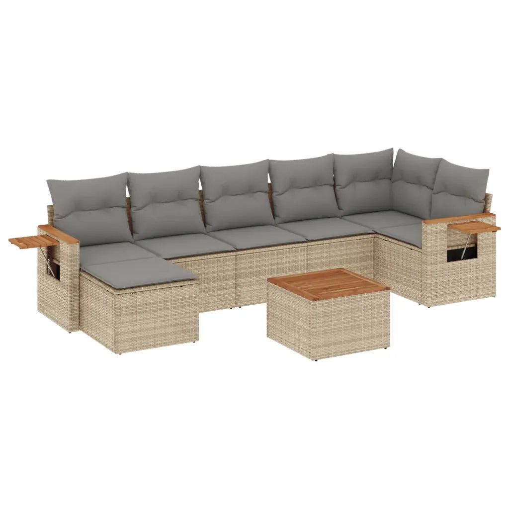 Set Divano da Giardino 8 pz con Cuscini Beige in Polyrattan 3259441