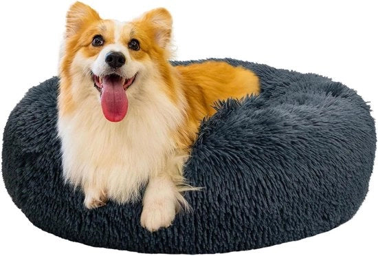 Cuscino di piuma morbido per animali domestici - Rond per gatti e cani - Materiale soffice e lavabile (M ~ 50 cm grigio scuro)