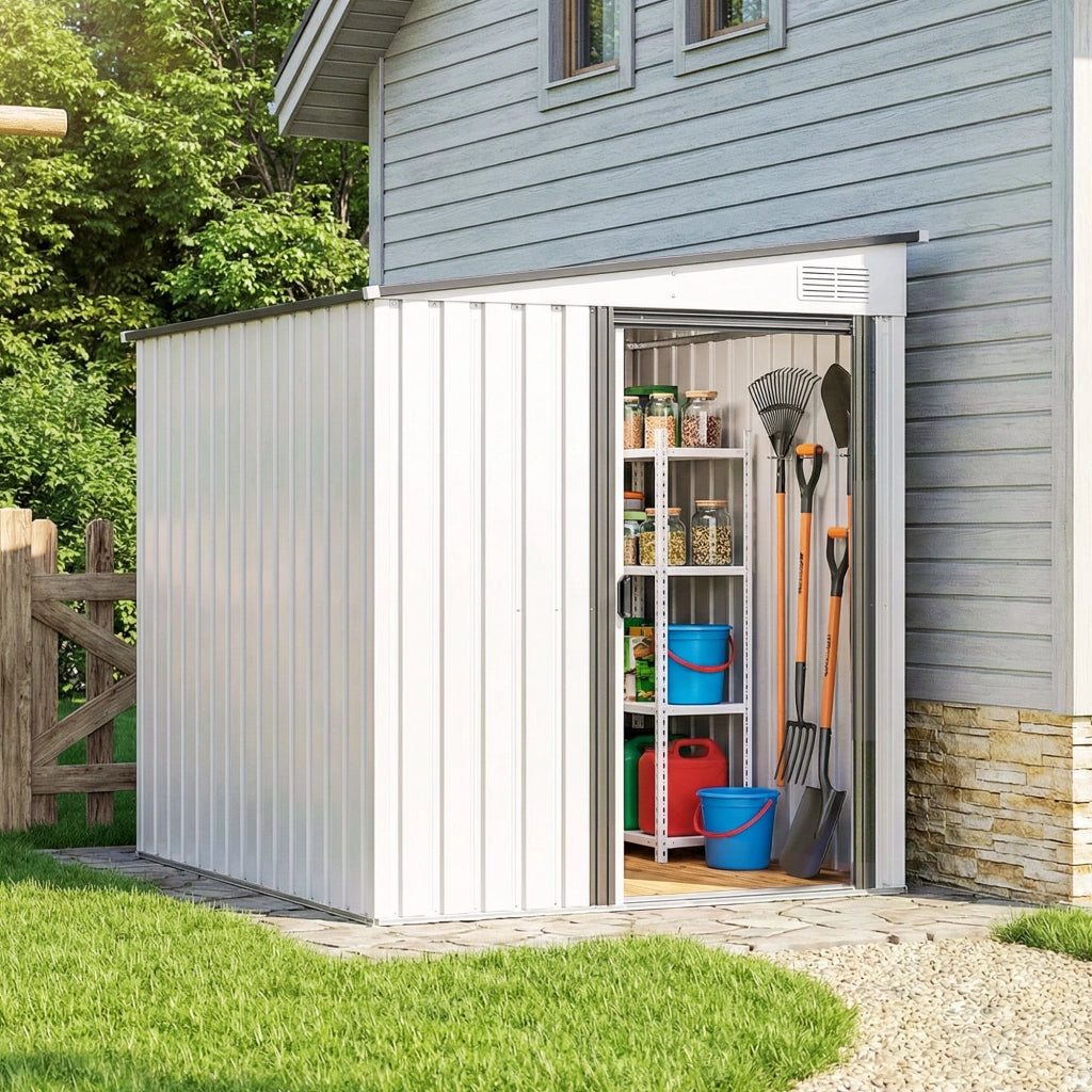 Capanno da giardino in metallo ¨C zephmum ¨C bianco 150x200 cm