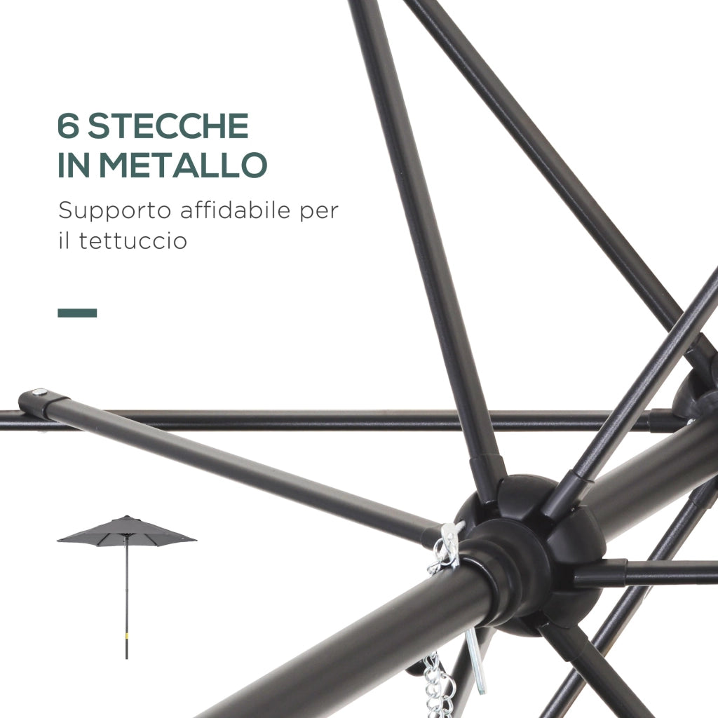 Ombrellone da Giardino Ø196x204H cm a 6 Stecche Grigio Scuro