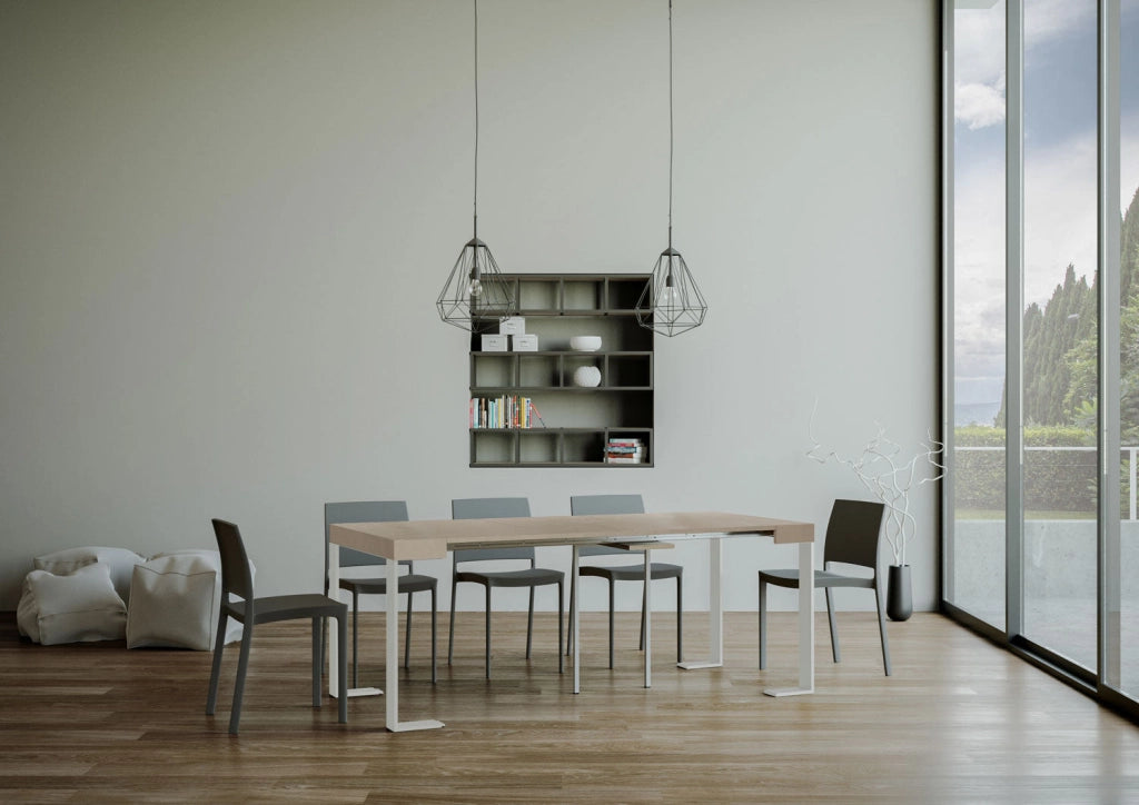 Consolle Allungabile 90-196x40x77 cm Tecno Small Cashmere Telaio Bianco