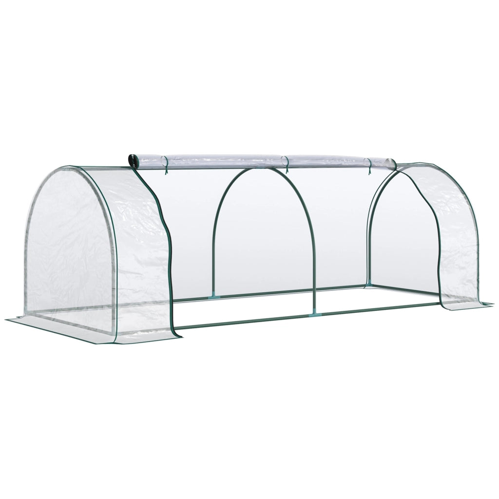 Serra da Giardino con Porte a Cerniera 250x100x80 cm in Acciaio e PVC Trasparente
