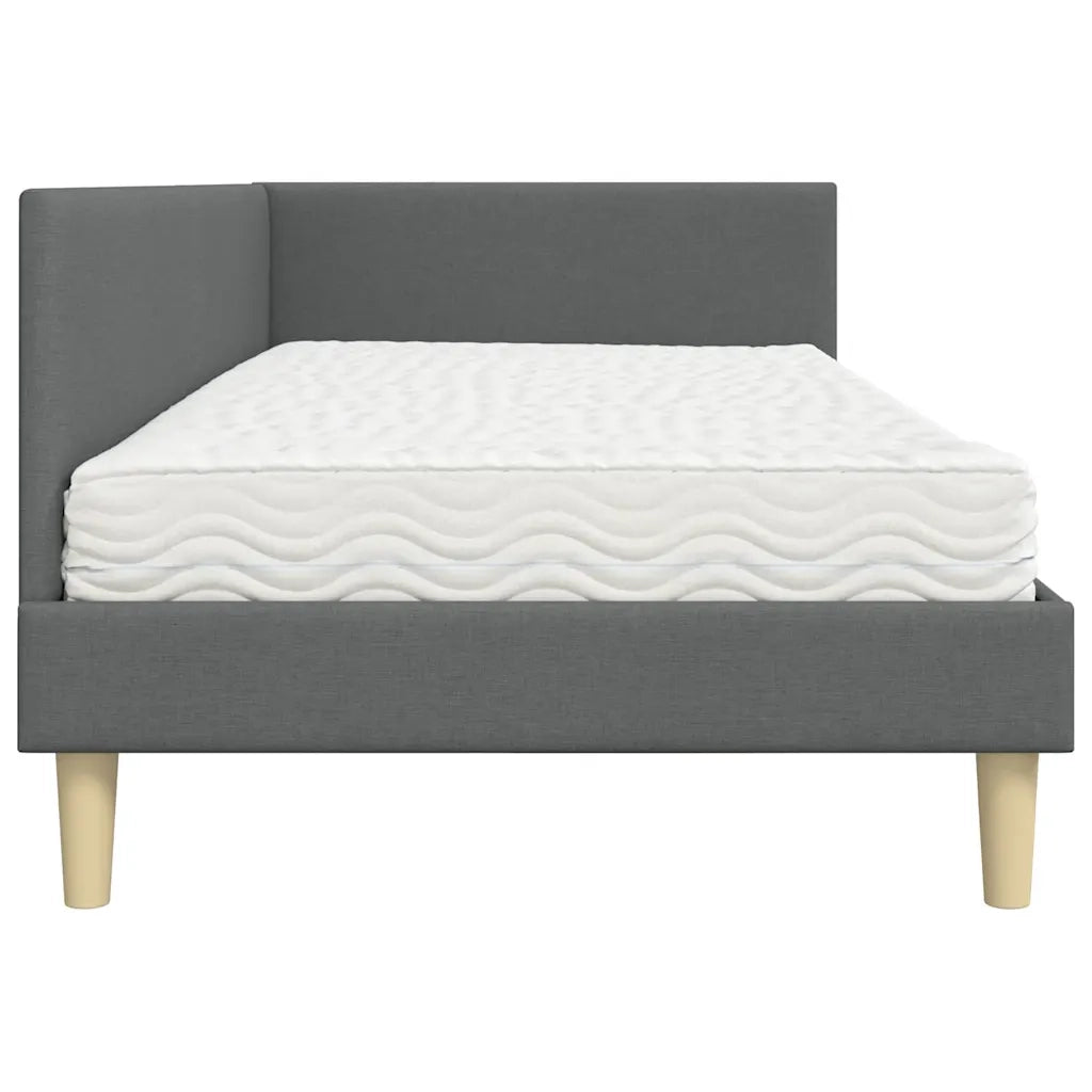 Struttura Letto Angolare con Materasso 2 pz-Giroletto con materasso Grigio Tessuto 601546