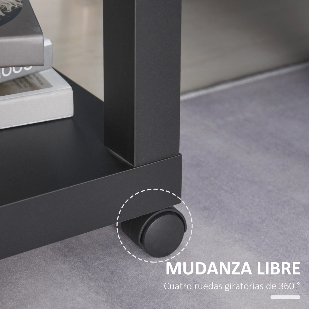 Tavolino con ruote ¨C zephmum ¨C 40x40x40 cm, naturale e nero