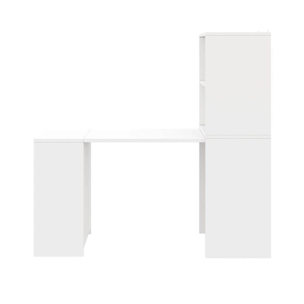 Scrivania Pieghevole con Armadio Integrato ¨C MINIMAL ¨C Bianco, 4 Ripiani, 130x51x137