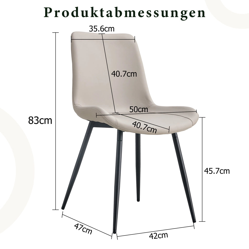4 sedie da pranzo in similpelle con schienale ergonomico e piedi antiscivolo metallo nero grigio 75,5 × 58 × 51 cm