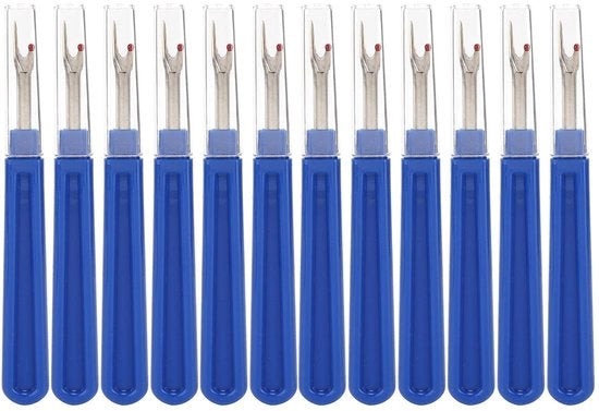 Set di 12 strumenti per cucire e tagliare fili - Alta qualità - Incluso nastrino e tagliafilo - Materiale plastico/acciaio inossidabile
