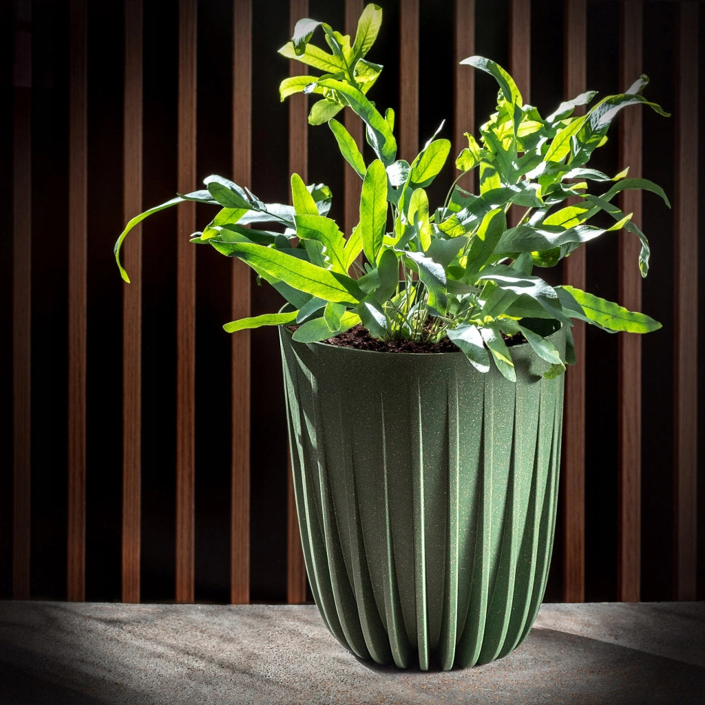 Vaso da fiori KADAX con inserto, rotondo, 19x22,5 cm, con coperchio in plastica.