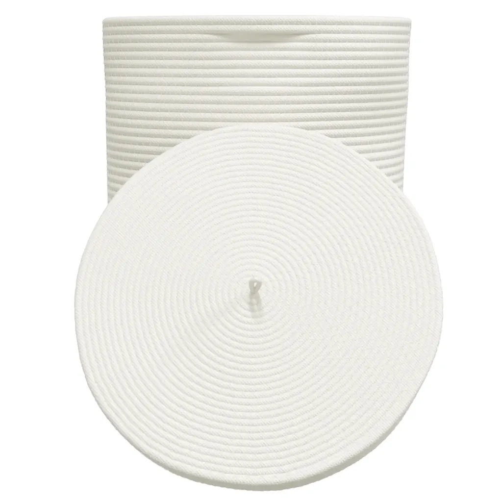 Cestino Portaoggetti Coperchio Marrone e Bianco ?37x50cm Cotone CFW1158489