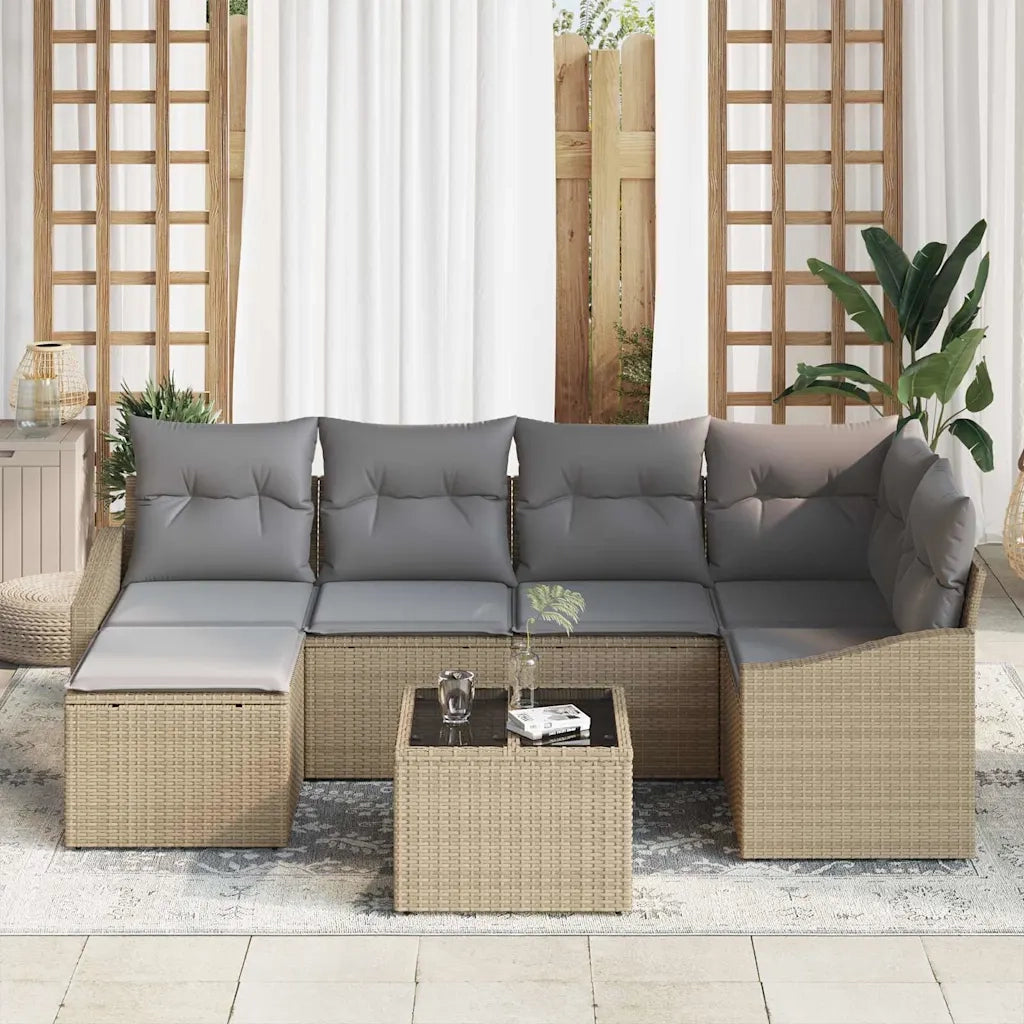 Set da Pranzo per Giardino 7 pcs Beige e Grigio Chiaro 3355469