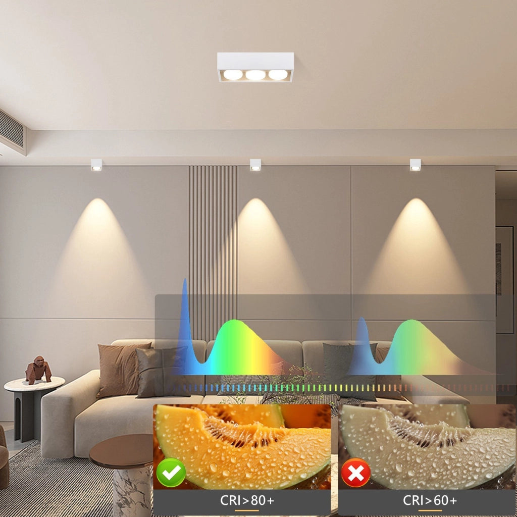 ZMH Faretto da soffitto LED quadrati 3 fiamme rotanti