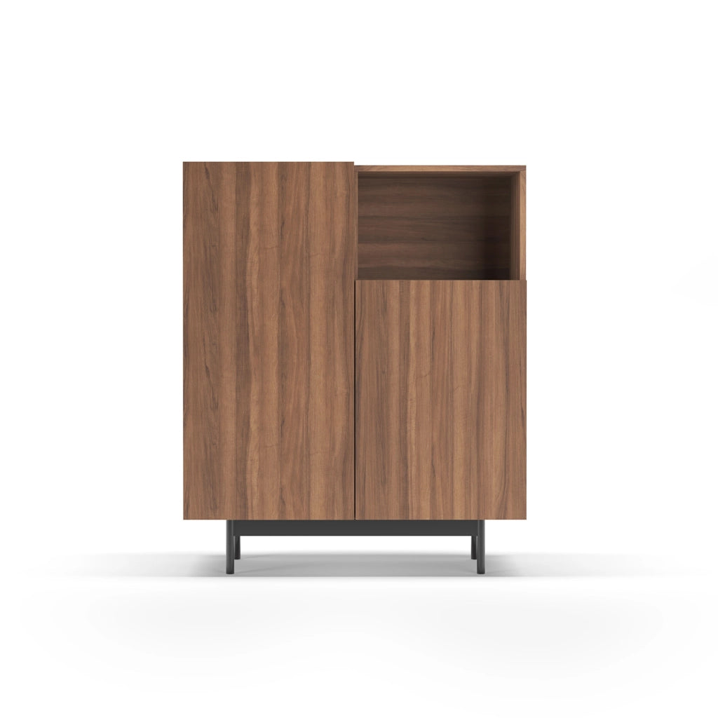 Credenza 1 vano Herdasa effetto noce gambe grafite 110x90x34