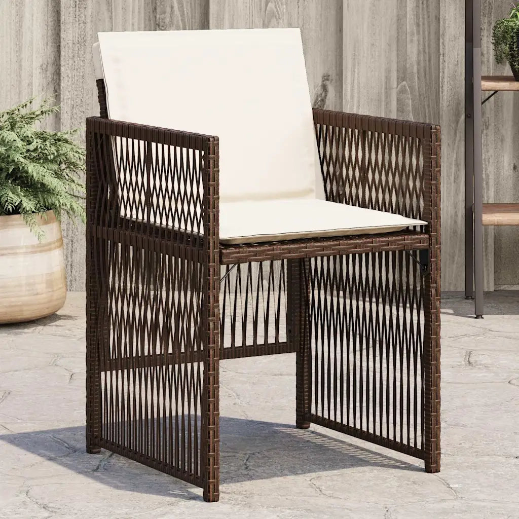 Sedie da Giardino con Cuscini 4 pz | Sedie da Esterno Marroni in Polyrattan