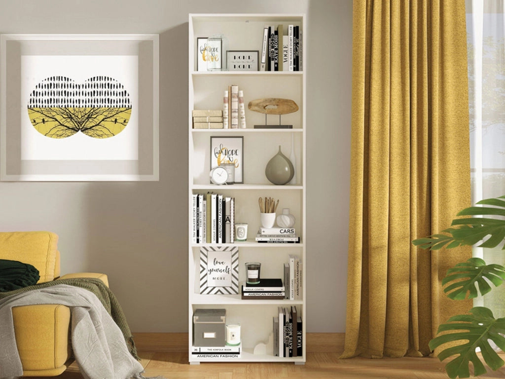 Biblioteca Pramollo, Libreria 5 Ripiani, 70x24.5x211.5h cm Bianco Opaco