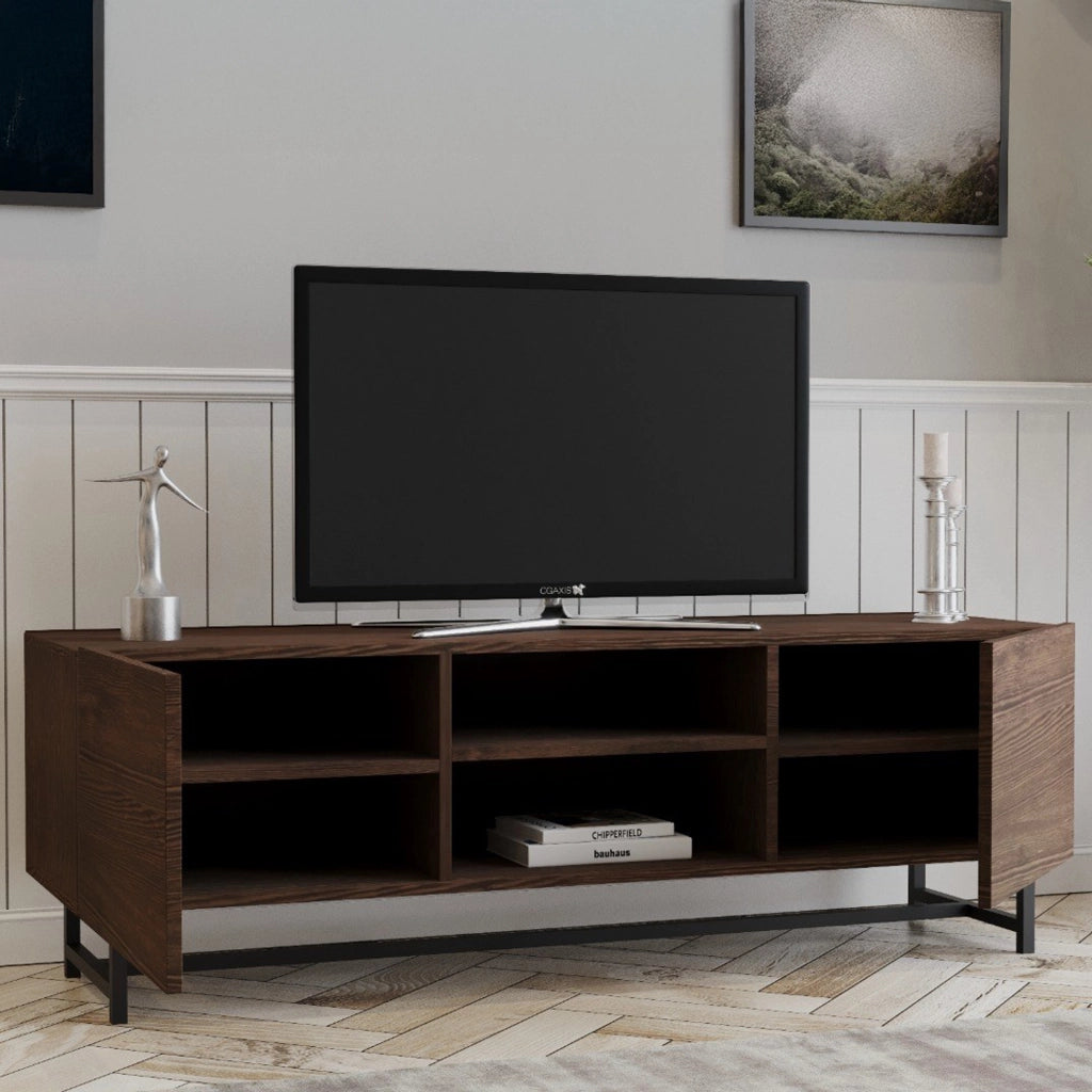 Monno, Mobile Porta tv 3 Ripiani, 150x41x50h cm Marrone Noce