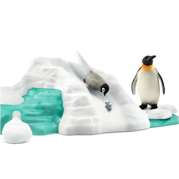 SCHLEICH- Famiglia di pinguini sul lastrone di ghiaccio- 42661- Gamma Wild Life